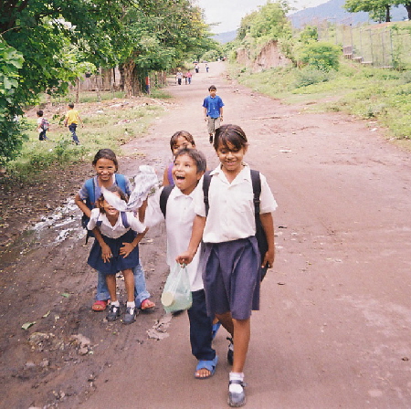 Kids returning from school